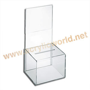 Urna acrílica grande personalizada/caja de sugerencias con soporte para folleto/caja de acrílico decorativa para donar dinero caja acrílica de caridad/caja de donación - Product Image 6