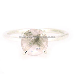Anillo de Piedra Preciosa de Cuarzo Rosa, Plata de Ley 925, Chapado en Plata, Diseño Moderno, Joyería, Regalo de Aniversario, Boda, Fiesta - Product Image 2