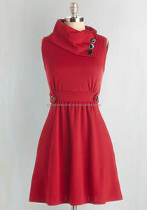 Nuevo vestido de fiesta de noche rojo para mujer Sexy ajustado de cintura corta con decoración de botones tela tejida lavable - Product Image 2