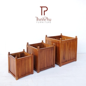 <b>Square</b> Modern Eco-Friendly Oil-Finished Wood 3-Piece Planters Set TP5005 Home Garden Application All-Season Thinh Flower <b>Pots</b> - Product Image 5