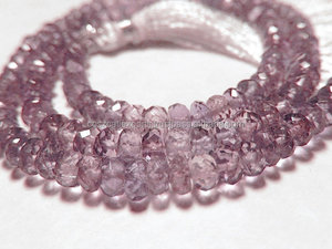 Cuentas de piedras preciosas Rondelles facetadas translúcidas de lavanda rara - Product Image 4