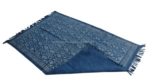 Alfombra de área con estampado de bloque de mano, de algodón, hecho a mano - Product Image 4