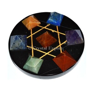 Agate noire pentagramme 7 Chakra pyramides ensemble de pierres précieuses sculpté Feng Shui Love Style gravure pour l'artisanat en pierre semi-précieuse - Product Image 1