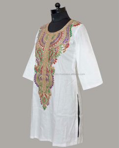 Haute qualité dames filles coton broderie hauts ethnique indien mode costume impression numérique longue Salwar pour décontracté fête mariage - Product Image 4