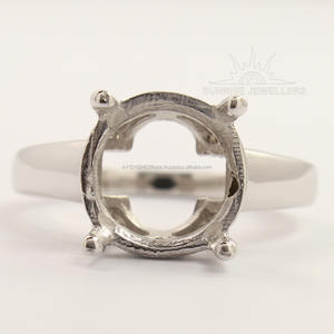 ตัวเลือกของคุณเอง12มม. กลมแข็ง925เงินสเตอร์ลิงหมั้นเป็นที่นิยมของปาร์ตี้สวมใส่กึ่งเมานต์แหวนกรงเล็บการตั้งค่าเครื่องประดับที่ดี - Product Image 1