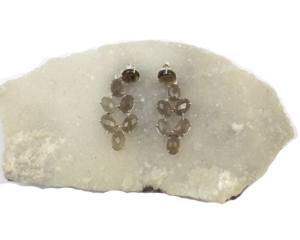 Pierre précieuse de quartz fumé avec argent plaqué à la main pierre taillée à facettes forme ovale cadeau de fantaisie pour sa boucle d'oreille - Product Image 4