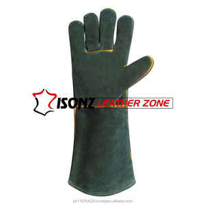 Guantes de Soldadura TIG de Doble Palma ISONZ de Cuero Verde, Personalizables, de Piel de Vacuno de 1.2mm de Grosor, Resistentes a Cortes, Impermeables, Duraderos y Resistentes al Calor - Product Image 3