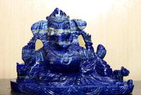 Statue de tête de Bouddha en lapis-lazuli naturel, sculptée à la main, sculpture de buste en pierre précieuse bleue, décoration d'autel, artisanat