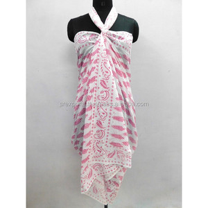 เสื้อคลุมบิกินี่พิมพ์ลายของผู้หญิง,ผ้าคลุมศีรษะพิมพ์ลายผ้าโสร่งคอตตอนทำด้วยมือ - Product Image 2