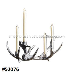Silver Finishes Reindeer Antler Decor Candle <b>Holder</b> for Home Decoration - Product Image 1