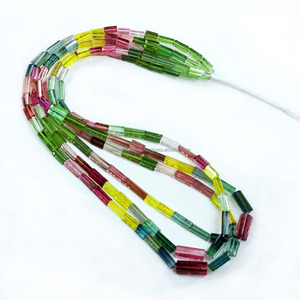 Forma de tubo de turmalina natural Cuentas de piedras preciosas multicolores Cuentas de piedra diversas para manualidades y decoración - Product Image 2