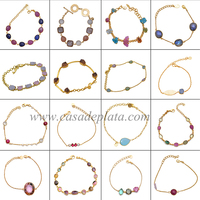Bracelet tendance en argent sterling 925 plaqué or avec pierre précieuse quartz rose rubis pour femme, idéal pour un anniversaire de mariage