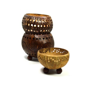 Sampic − bougeoir sculpté, nouveau design, haute qualité, fait à la main, en coque de noix de coco, 1 pièce - Product Image 2