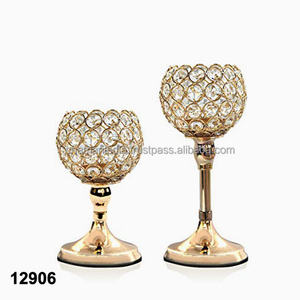 Portavelas de cristal chapado en oro - Product Image 1