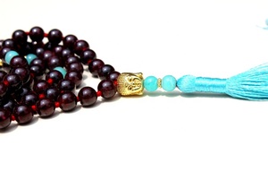 Collier de perles de Mala de pierres précieuses de style bohème fabriqué à la main avec gland pour Yoga bouddhisme méditation idée cadeau parfaite - Product Image 5