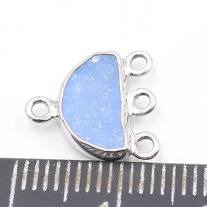 ดรูซี่สีน้ำเงินครึ่งทรงกลม925ฝาเงินสเตอร์ลิงขั้วต่อชุบเงินทำมือ - Product Image 2