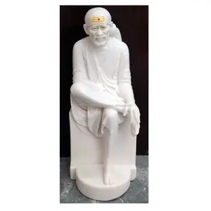 No. 1 품질 베트남 대리석 Shirdi Sai Baba 동상 수제 Sai Baba 동상 흰색 대리석 신 동상