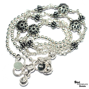 Bracelet de cheville en argent Sterling 925 en forme de perles de fleur véritable, bijoux en argent Sterling 925 - Product Image 2