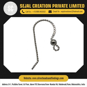 Pendientes de plata étnicos, accesorios de joyería, alambre de oreja con bola grande, componente de joyería de estilo étnico único - Product Image 3