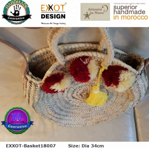 Original Moroccan Handled <b>Shopping</b> <b>Baskets</b> Doum Material Medium Size EXXOT DESIGN Brand Custom Logo for Promotions - Product Image 4
