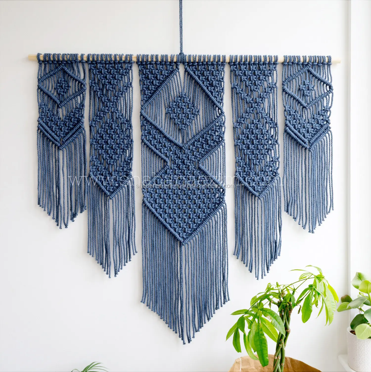 Extra Large Modern Macrame Wall Hanging Decorative Blue Macrame Boho Chic Decor