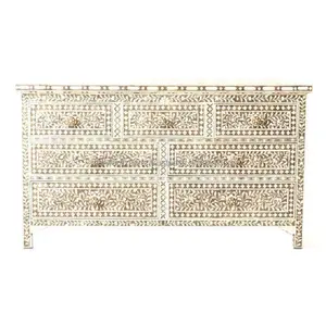 Modern Bone Inlay Chest of Drawers Living Room Cabinet with Vintage Touch
