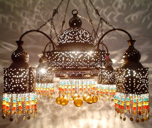 BR193 Lustre en perles d'araignée en laiton énorme de style antique pour allumer des lumières et des lustres suspendus - Product Image 1