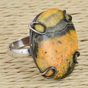 Genuino Bumble Bee gran piedra preciosa rodio plateado 925 anillo de plata esterlina joyería hecha a mano mayorista fabricante Casa De Plata - Product Image 3