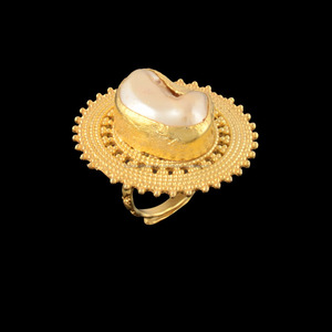 Biwa-Ensemble de lunette en perles et pierres précieuses sur bagues de mariage en laiton plaqué or, dernière conception pour les fiançailles et les fêtes d'enfants - Product Image 1