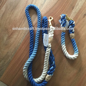 Trendy INDIGO COLOR COTTON BRAIDED ROPE DOG <b>COLLAR</b> and LEASH SET | HIGH QUALITY OMBRE ROPE DOG <b>COLLAR</b> and LEASH - Product Image 1