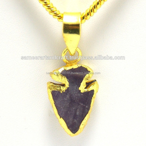 Pendentif pointe de flèche améthyste en argent sterling Bouddhisme Accessoire de fabrication de bijoux tendance Cadeaux plaqués or - Product Image 2