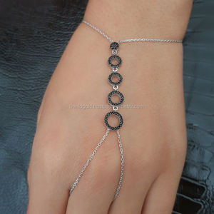 925K Sterling <b>Silver</b> Hand <b>Glove</b> Sahmeran Slave Chain Ring Art Design Zircon Hand Bracelet - Product Image 1