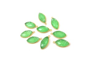 Conector de bisel facetado de Calcedonia Prehnita, fianza única chapada en oro para fabricación de joyas, hallazgos y componentes de piedras preciosas - Product Image 3