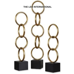 Juegos de esculturas con acabado dorado y Base de mármol de metal de acero inoxidable de 3 esculturas decorativas de acento para el hogar de estilo elegante moderno - Product Image 1