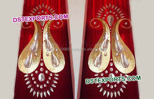 Fondo de escenario de boda de diseño elegante, cortina bordada dorada, estilo Mughal, telones de fondo bordados de escenario - Product Image 6