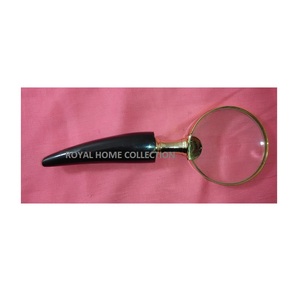 Lupa de lectura Vintage con mango de madera metálico, lupa de vidrio óptico de mano de alta calidad, lupa de bronce 10X - Product Image 3