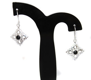 Boucles d'oreilles pendantes en argent sterling massif 925 faites à la main en onyx noir pour bijoux pour femmes | Vente en gros disponible - Product Image 3