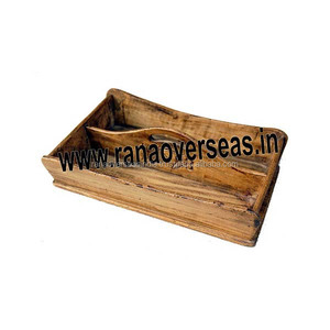 Rectangle Divisé En Bois Plateau de service Avec Deux Compartiment Organisateur Décoratifs pour La Maison Plateau - Product Image 4