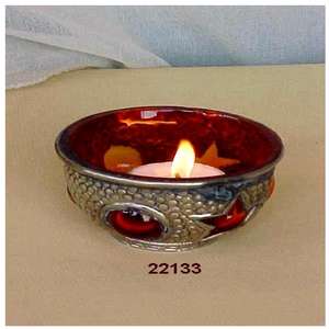 Bougeoir décoratif en métal et en verre, porte-bougie - Product Image 1