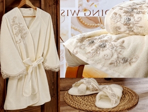 Serviette turque famille ensemble peignoir haute qualité brodé coton turc qualité spéciale - Product Image 2