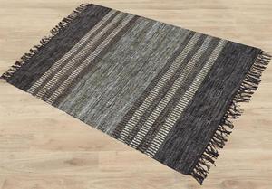 Tapis en cuir gris fait à la main tapis tissé paillasson pour chambre maison luxe touche élégante pour améliorer les intérieurs - Product Image 6