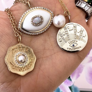 Liontin Mata Zamrud Perhiasan Koin Roma, Jimat Emas 18K Kalung Medali 925 Desain Perak