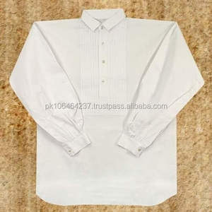 Hecho a mano Etiqueta de requisito personalizado 100% tela de algodón Casual manga larga hombres Civil nuevas camisas - Product Image 5