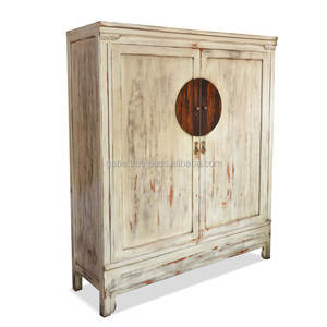 Armario Oriental de 2 Puertas, Mueble de Madera de Caoba Blanca Antigua, Muebles de Madera Estilo Japonés - Product Image 2