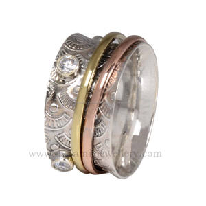 925 argent Sterling dames en vrac anneaux lunette réglage blanc CZ Style ethnique mariage et fête Occasions bijoux fins - Product Image 2