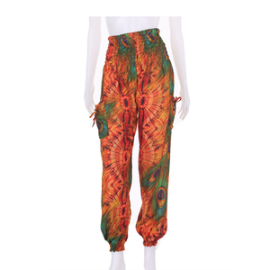 Pantalones harén para mujer, Aladdín, pierna, estampado de pavo real, pantalones de yoga florales - Product Image 1