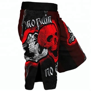 Wholesale Skull Short in Red BJJ MMA Pants Kick Boxing Martial Arts Wear Polyester Material Sublimation Printing Techniques - Product Image 5