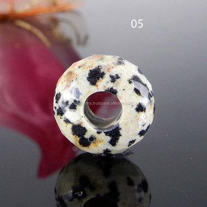 Nueva colección de cuentas de piedra de jaspe dálmata genuina 5,5x8x14mm gran agujero redondo facetado para la fabricación de joyas - Product Image 6