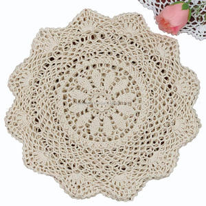 Dining Decor Cotton Cord Crochet Handcrafted <b>Round</b> <b>Placemat</b> - Product Image 2
