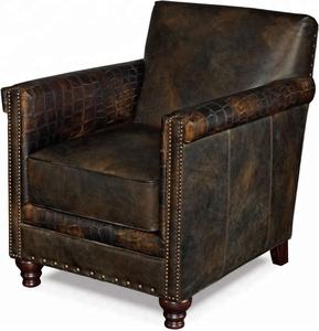 <b>Vintage</b> Leather Living Room Sofa <b>Armchair</b>, Antique Leather Lounge <b>ArmChair</b> Sofa - Product Image 2